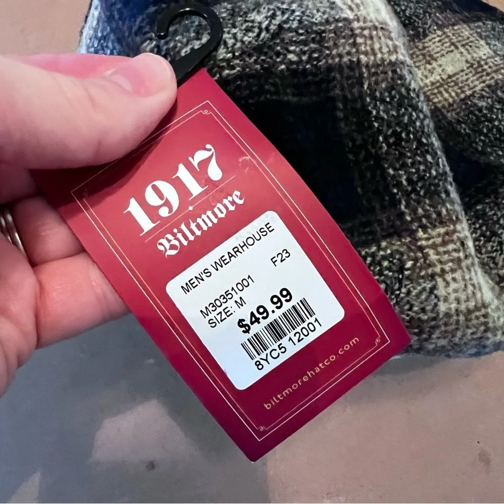 Biltmore 1917 Men’s Flat Cap Plaid Wool Blend size M NWT